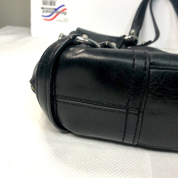 MICHAEL KORS Black Leather Buckle Accents Slim Crossbody Bag silver hardware - Picture 8 of 16